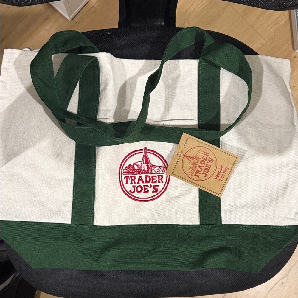 Trader Joe's Large Green Canvas Tote Bag